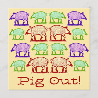 Summer Picnic Pig-Out Invitation - Folk Art Pigs