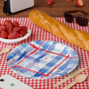 Summer Picnic Red White Blue BBQ Garden Party Paper Plate
