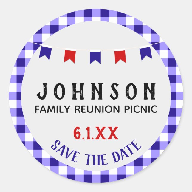 Summer Picnic | Red White Blue | Reunion BBQ Party Classic Round Sticker (Front)