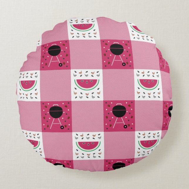Summer Picnic Round Pillow (Front)