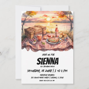 Summer Picnic sunset lake view Invitation