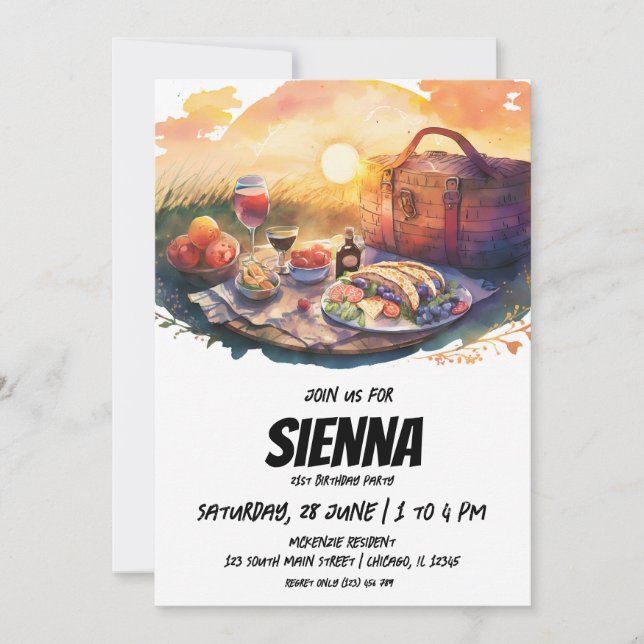 Summer Picnic sunset view Invitation (Front)