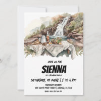 Summer Picnic waterfalls view Invitation