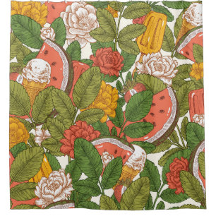 Summer Picnic Watermelon Ice Cream Shower Curtain