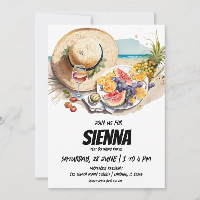 Summer Picnic with beach view Invitation (Front)