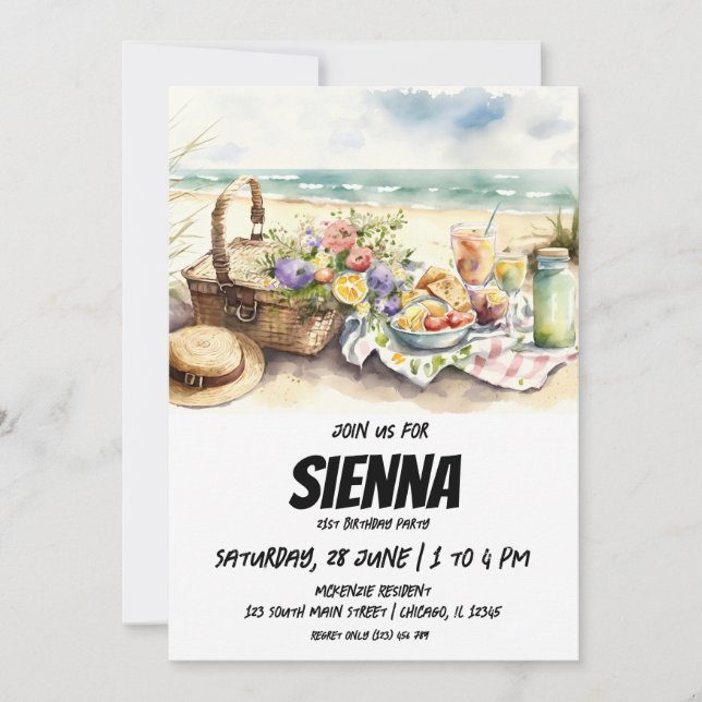 Summer Picnic with beach view Invitation (Front)