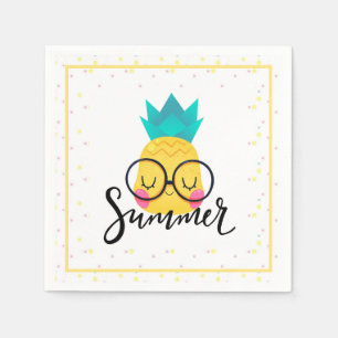 Summer Pineapple and Polka Dots  Napkin