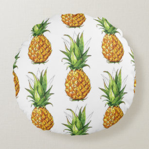 Summer pineapple pattern, seamless design. round cushion