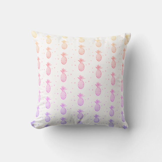 Summer Pineapple Sweet Tropical Watercolor Pattern Cushion (Front)