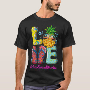 Summer Pineapple Tropical Flower Flip School T-Shirt