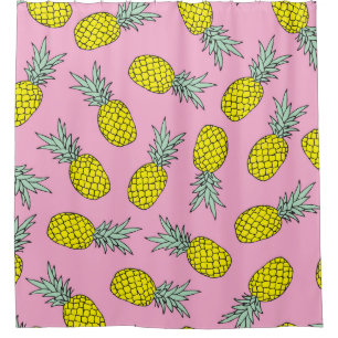Summer Pineapple: Vintage Fruit Toss Shower Curtain
