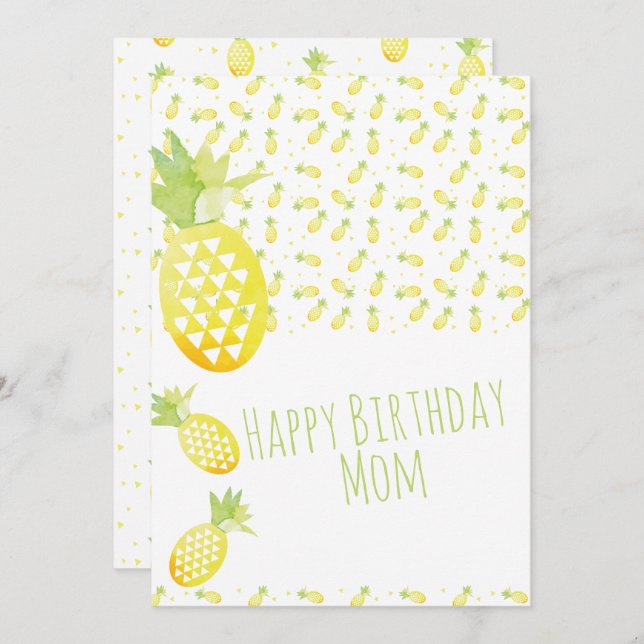 Summer Pineapple Watercolor Mix Pattern Birthday (Front/Back)