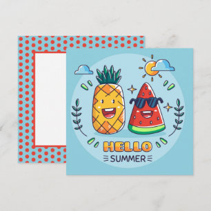 Summer Pineapple Watermelon Greeting  Card