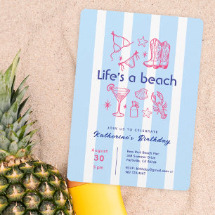 Summer Pink Beach Favorites Birthday Party  Invitation