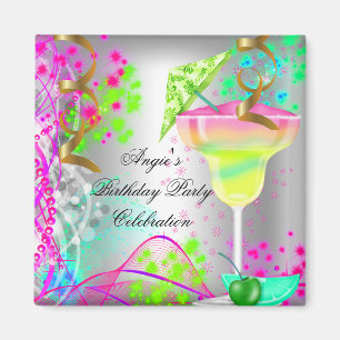 Summer Pink Birthday Party Colourful Cocktail Magnet