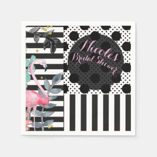 Summer Pink Flamingo Polka Dot Fun Funky Party Napkin