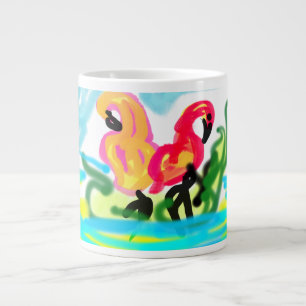 Summer  pink flamingos lovely  large coffee mug