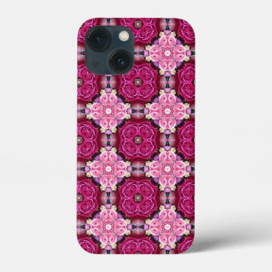 Summer pink floral roses pattern iPhone 13 mini case