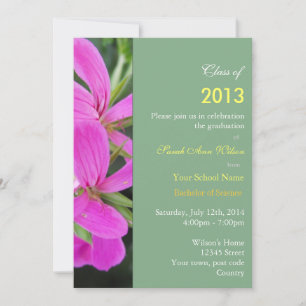Summer pink garden flowers graduation party invitation