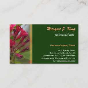 Summer pink garden flowers green business card. card