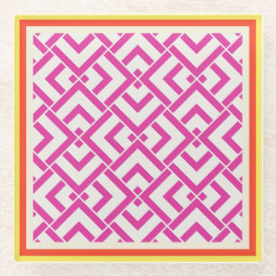 Summer pink geometric outdoor classic glass coaster