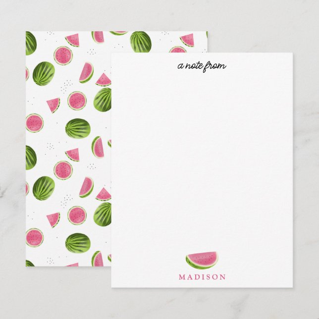 Summer Pink & Green Watermelon Pattern Card (Front/Back)