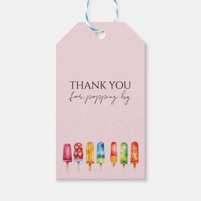 Summer Pink Popsicle Party  Gift Tags (Front)