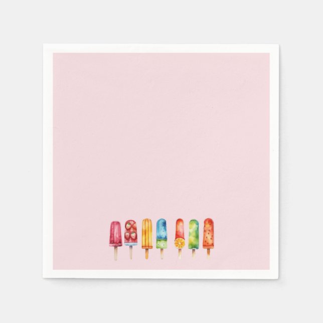Summer Pink Popsicle Party Napkins (Front)