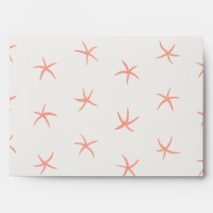 Summer Pink Rose Love Starfish Pattern Offwhite Envelope
