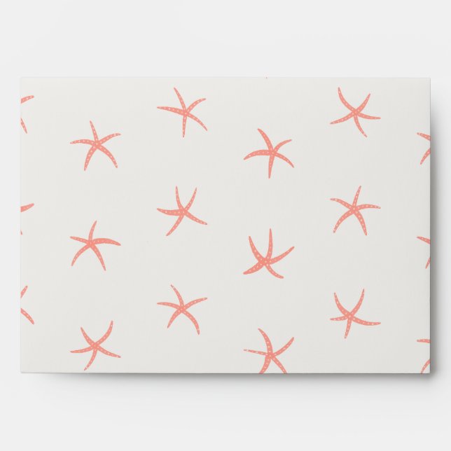 Summer Pink Rose Love Starfish Pattern Offwhite Envelope (Front)