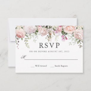 Summer Pink Roses Floral Birthday RSVP