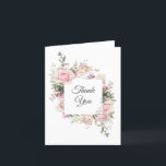 Summer Pink Roses Floral Birthday Thank You Card<br><div class="desc">A lovely thank you card in soft feminine florals, this design features beautiful watercolor pastel pink roses and mixed flowers and greenery forming a square frame surrounding the words "Thank You". The inside of this card is intentionally left blank for you to write your own words of thanks. This card...</div>