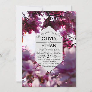 Summer pink roses floral photo Wedding Invitation
