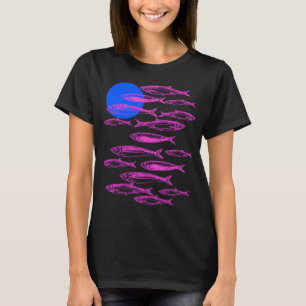 Summer Pink Sardines Vintage Coastal Aesthetic T-Shirt