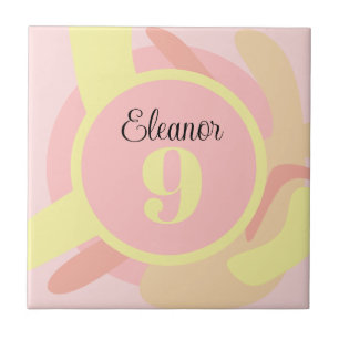 Summer Pink Yellow Cream Modern Personalised Tile