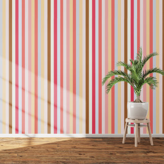 Summer Pink Yellow Stripe Wallpaper