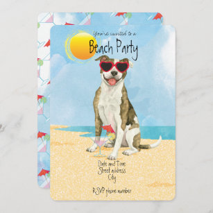 Summer Pit Bull Terrier Beach Party Invitation