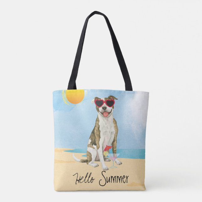 Summer Pit Bull Terrier Tote Bag (Back)