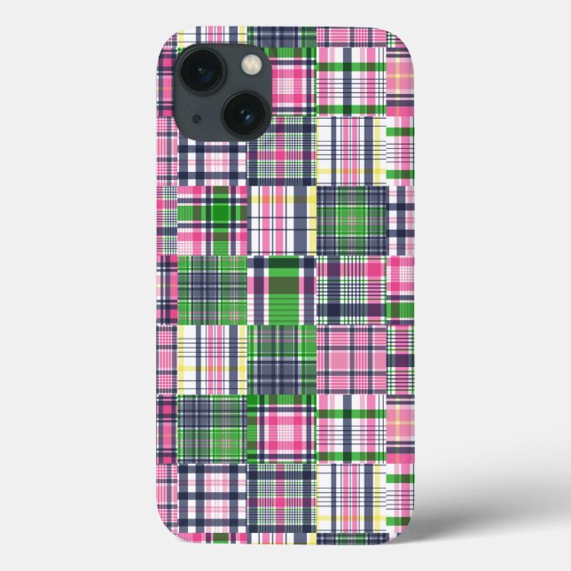 Summer Plaid Pink Madras Patchwork Case-Mate iPhone Case (Back)