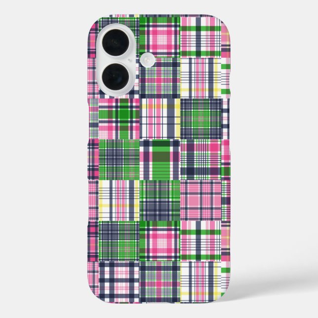 Summer Plaid Pink Madras Patchwork Case-Mate iPhone Case (Back)