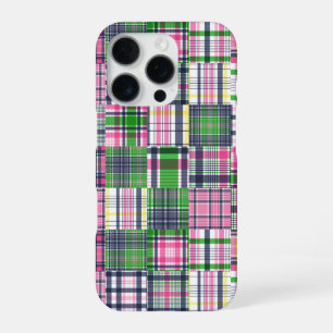 Summer Plaid Pink Madras Patchwork iPhone 16 Pro Case