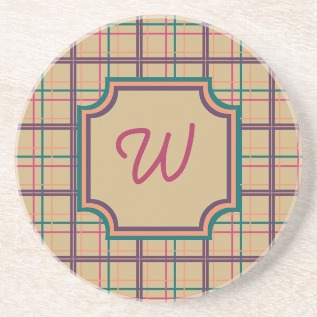 Summer Plaid Sandstone Coaster (Front)