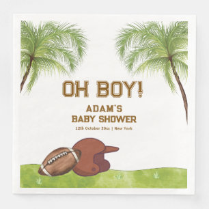 Summer Plam Tree Football Sport Boy Baby Shower Napkin