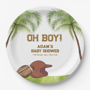 Summer Plam Tree Football Sport Boy Baby Shower Paper Plate