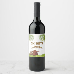 Summer Plam Tree Football Sport Boy Baby Shower Wine Label