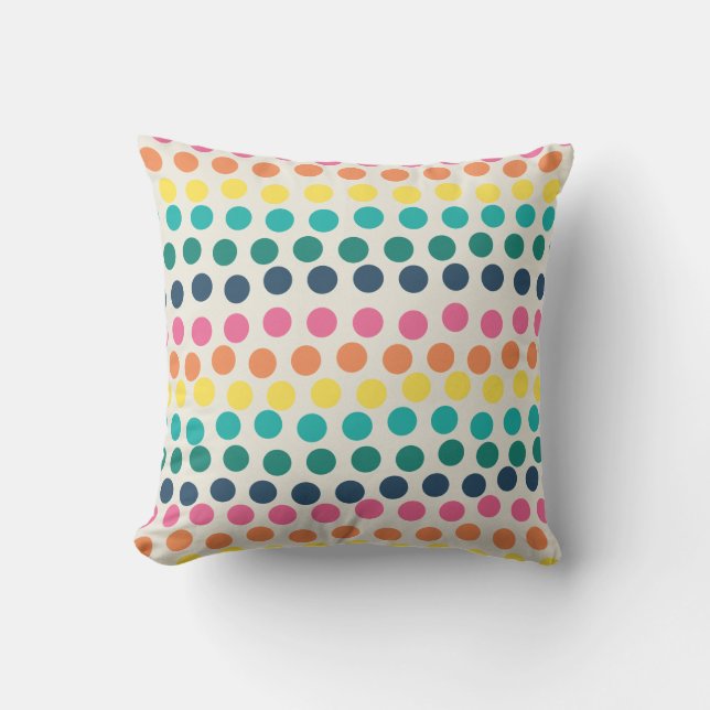 Summer Polka Dots Colourful Outdoor Pillow (Front)