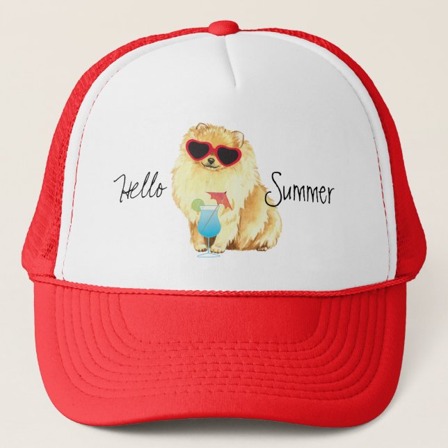 Summer Pomeranian Trucker Hat (Front)