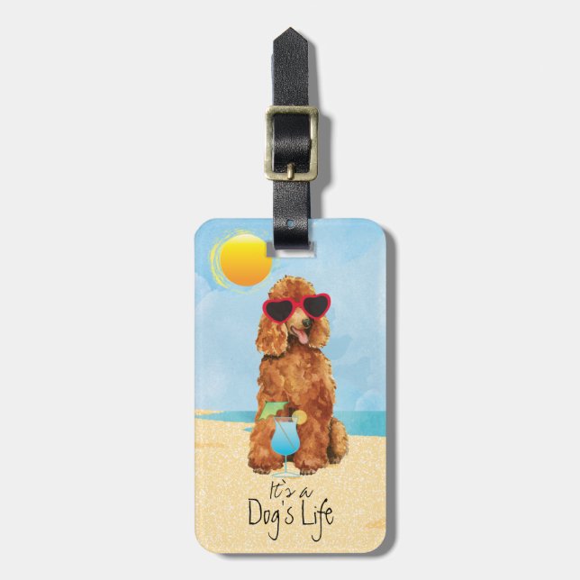 Summer Poodle Luggage Tag (Front Vertical)