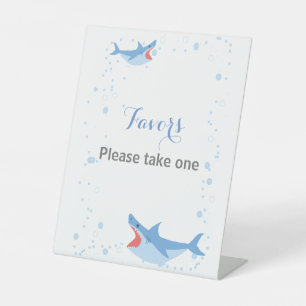 Summer Pool Baby Shower Shark Float Favours Pedestal Sign