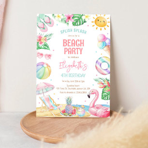 Summer Pool Beach Birthday Party Invitation